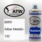 Preview: BMW, Silber Metallic, 132: 400ml Sprühdose, von ATW Autoteile West.